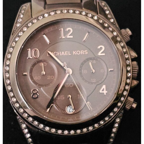 Michael Kors Blair MK5493 Rose Gold Womens Chronograph Watch Glitz Bezel Working - Picture 3 of 7